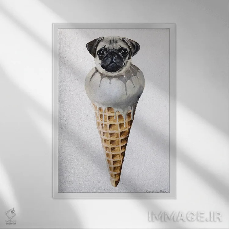 تابلو دکوراتیو پاگ بستنی خور اثر کوکو د پاریس - نمای قابدار سفید