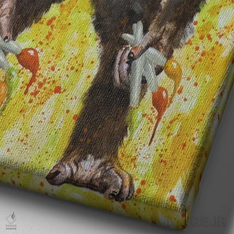 تابلو دکوراتیو میمون هنرمند اثر کوکو د پاریس - نمای نزدیک بافت بوم