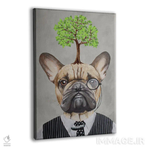 تابلو دکوراتیو بولداگ فرانسوی با یک درخت اثر کوکو د پاریس - نمای پرسپکتیو محصول
