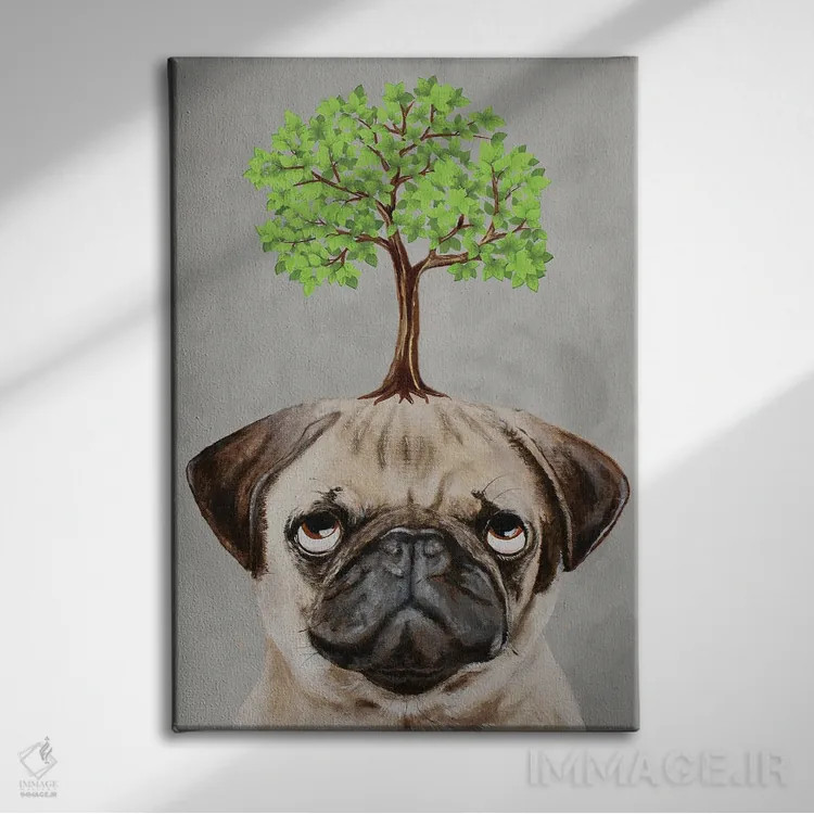 تابلو دکوراتیو پاگ با یک درخت اثر کوکو د پاریس - نمای روبهرو روی دیوار