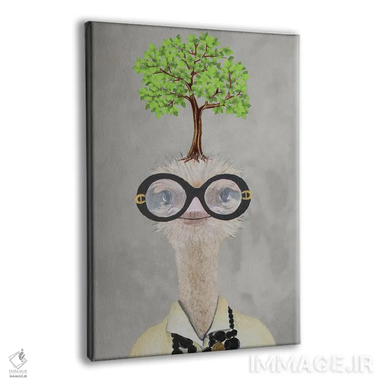 تابلو دکوراتیو شترمرغ ایرس اپفل با یک درخت اثر کوکو د پاریس - نمای پرسپکتیو محصول