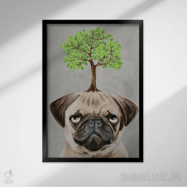 تابلو دکوراتیو پاگ با یک درخت اثر کوکو د پاریس - نمای قابدار مشکی