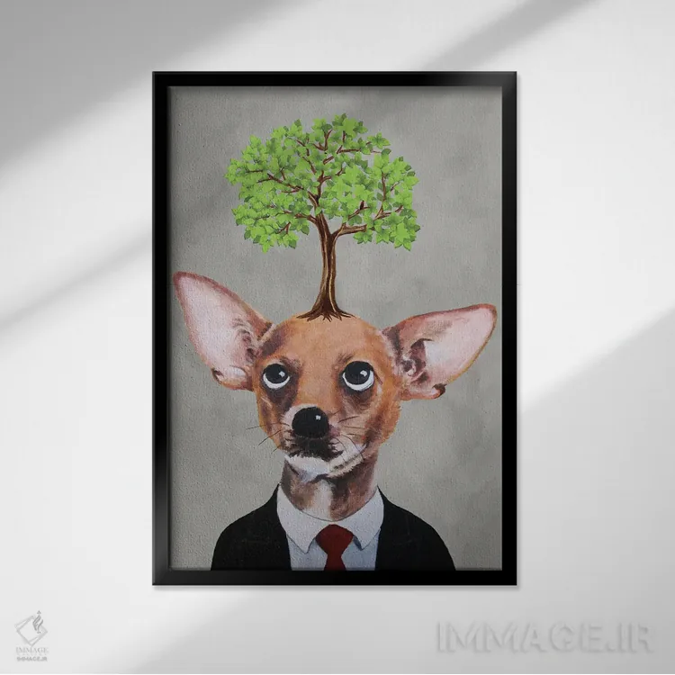 تابلو دکوراتیو چی واوا با درخت اثر کوکو د پاریس - نمای قابدار مشکی