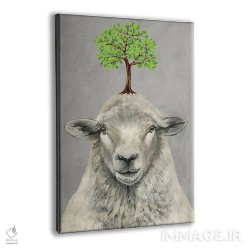 تابلو دکوراتیو گوسفند با یک درخت اثر کوکو د پاریس - نمای پرسپکتیو محصول