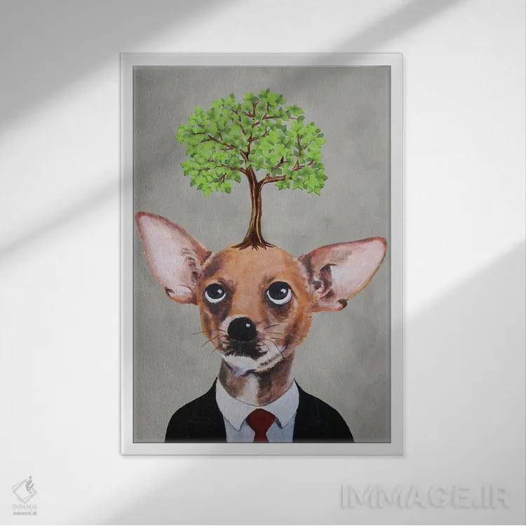 تابلو دکوراتیو چی واوا با درخت اثر کوکو د پاریس - نمای قابدار سفید