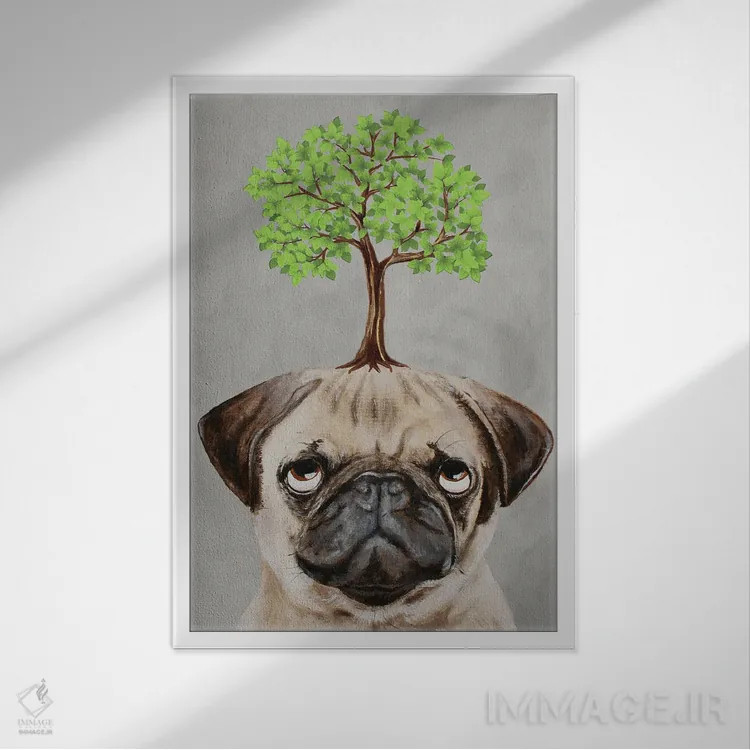 تابلو دکوراتیو پاگ با یک درخت اثر کوکو د پاریس - نمای قابدار سفید