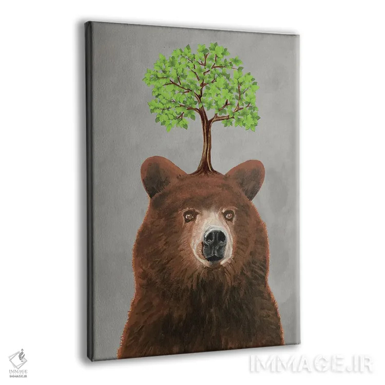 تابلو دکوراتیو خرس با یک درخت اثر کوکو د پاریس - نمای پرسپکتیو محصول