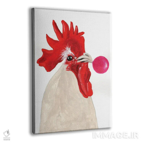 تابلو دکوراتیو خروس با آدامس بادکنکی اثر کوکو د پاریس - نمای پرسپکتیو محصول