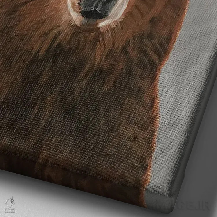 تابلو دکوراتیو خرس با یک درخت اثر کوکو د پاریس - نمای نزدیک بافت بوم