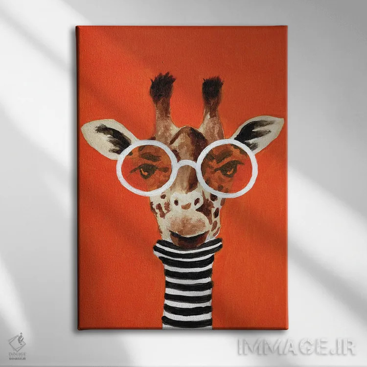تابلو دکوراتیو زرافه راه راه اثر کوکو د پاریس - نمای روبهرو روی دیوار