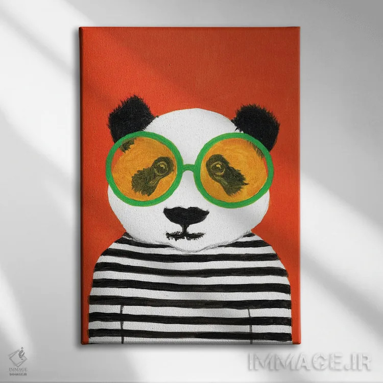 تابلو دکوراتیو پاندا راه راه اثر کوکو د پاریس - نمای روبهرو روی دیوار