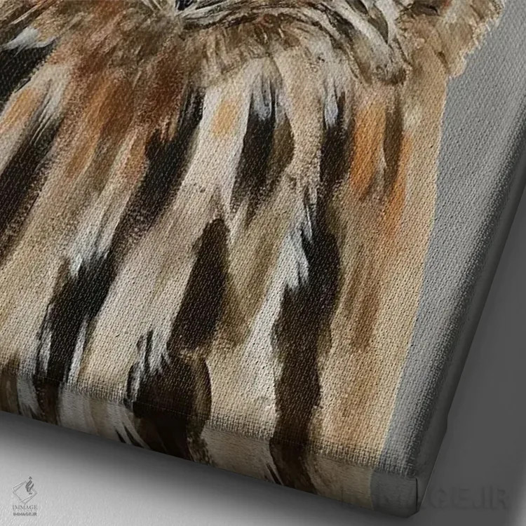 تابلو دکوراتیو جغد با یک درخت اثر کوکو د پاریس - نمای نزدیک بافت بوم