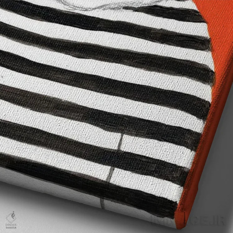 تابلو دکوراتیو پاندا راه راه اثر کوکو د پاریس - نمای نزدیک بافت بوم