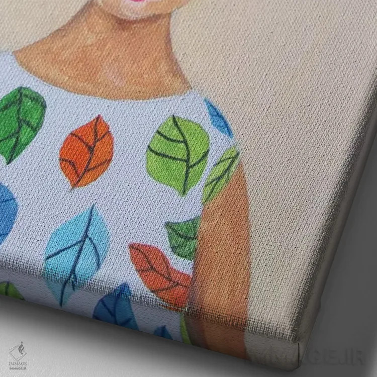 تابلو دکوراتیو بانوی گوزن نقاب دار اثر کوکو د پاریس - نمای نزدیک بافت بوم