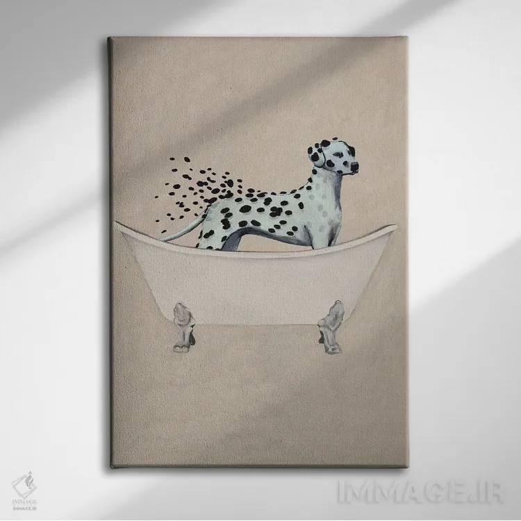 تابلو دکوراتیو دالماتین در وان حمام اثر کوکو د پاریس - نمای روبهرو روی دیوار