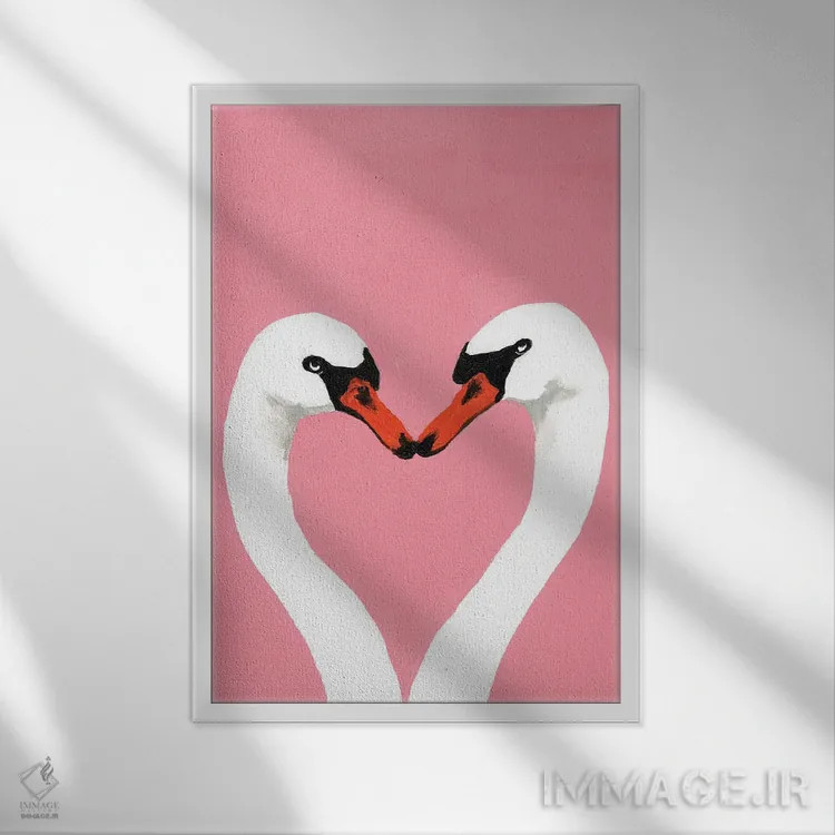 تابلو دکوراتیو عشق قوها اثر کوکو د پاریس - نمای قابدار سفید