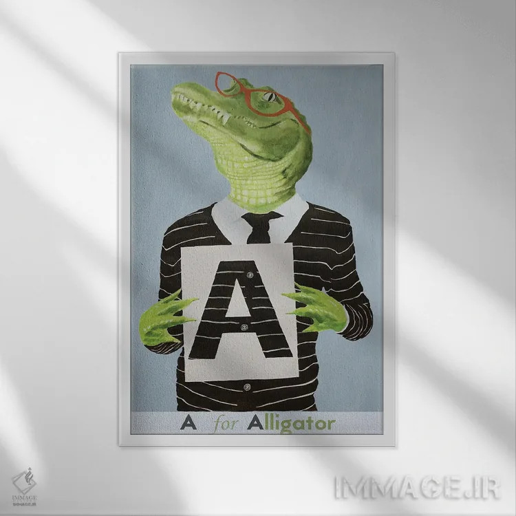 تابلو دکوراتیو A برگرفته از تمساح اثر کوکو د پاریس - نمای قابدار سفید