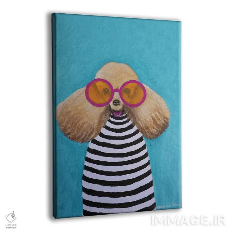 تابلو دکوراتیو پودل راه راه اثر کوکو د پاریس - نمای پرسپکتیو محصول