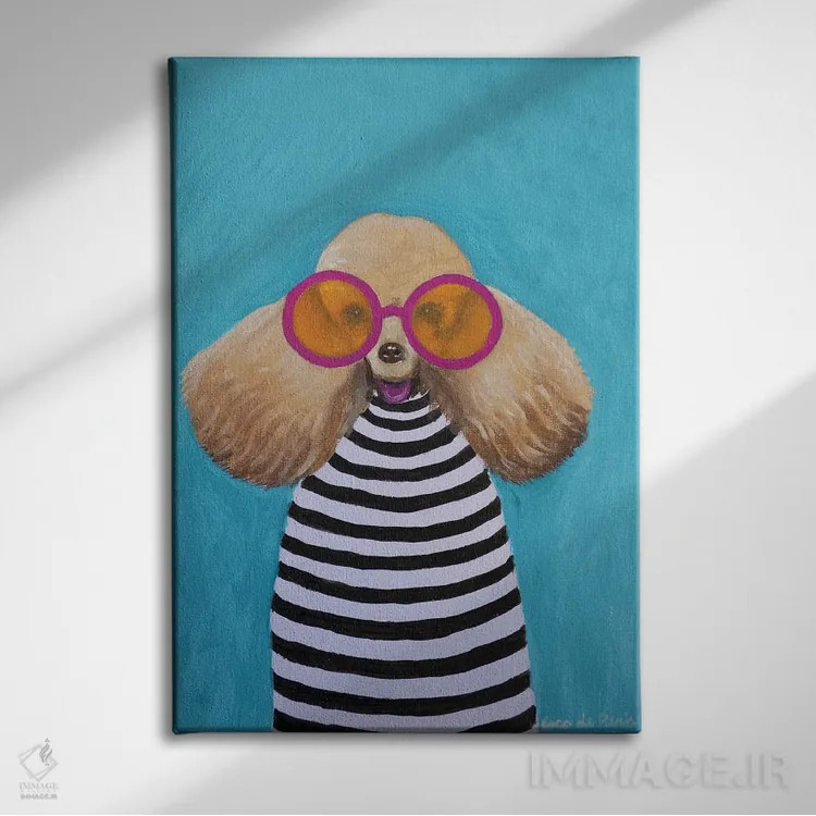 تابلو دکوراتیو پودل راه راه اثر کوکو د پاریس - نمای روبهرو روی دیوار