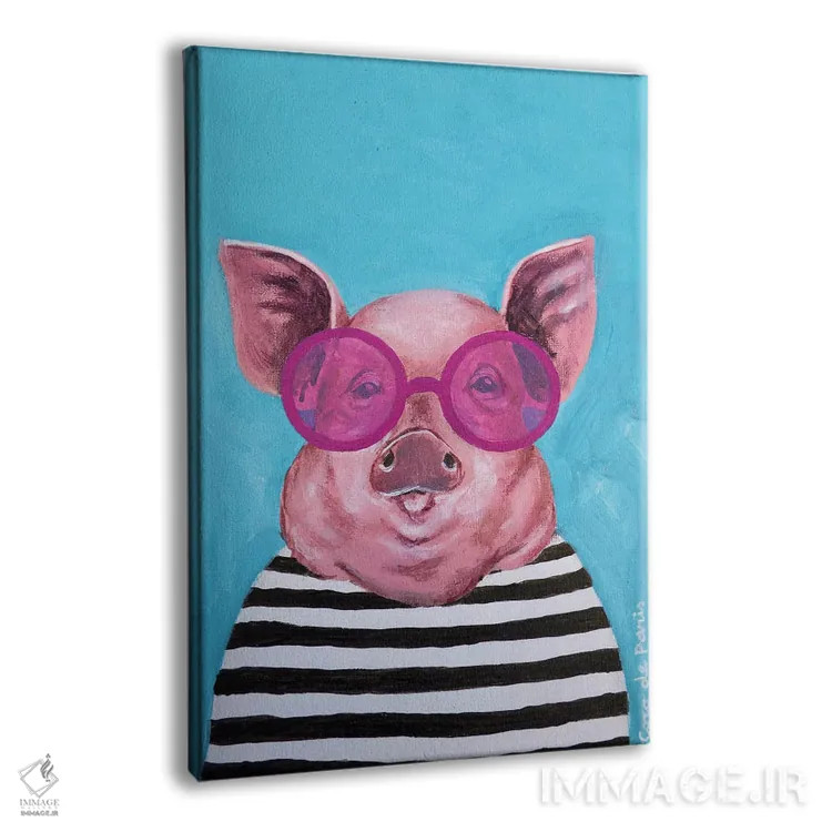 تابلو دکوراتیو خوک راه راه اثر کوکو د پاریس - نمای پرسپکتیو محصول