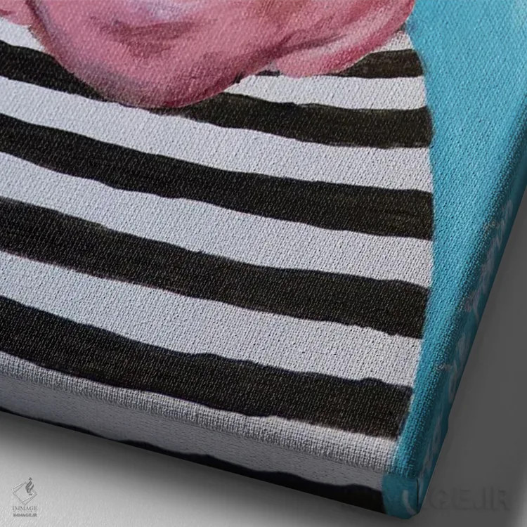 تابلو دکوراتیو خوک راه راه اثر کوکو د پاریس - نمای نزدیک بافت بوم