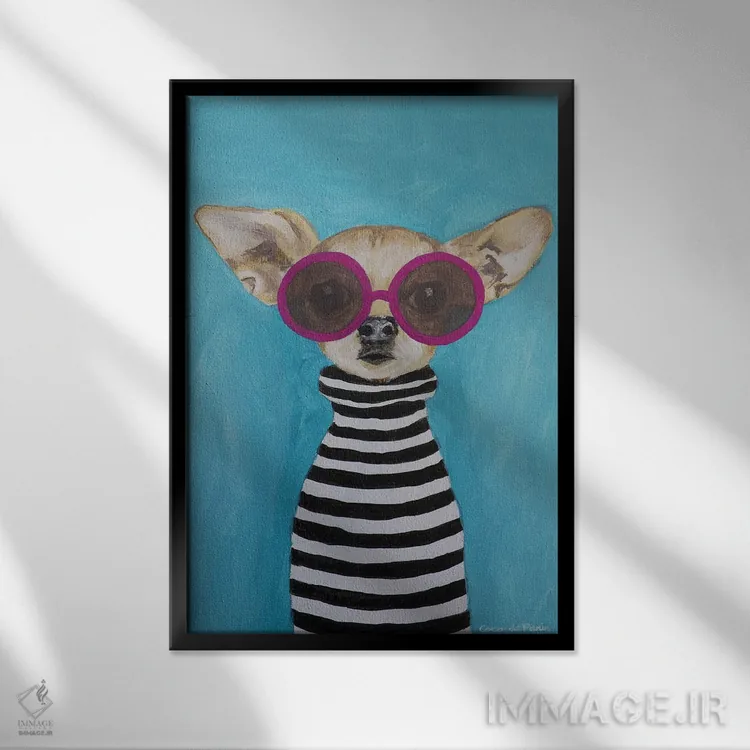 تابلو دکوراتیو چی واوا راه راه اثر کوکو د پاریس - نمای قابدار مشکی