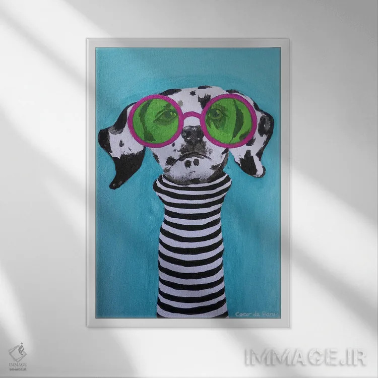 تابلو دکوراتیو دالماتین راه راه اثر کوکو د پاریس - نمای قابدار سفید