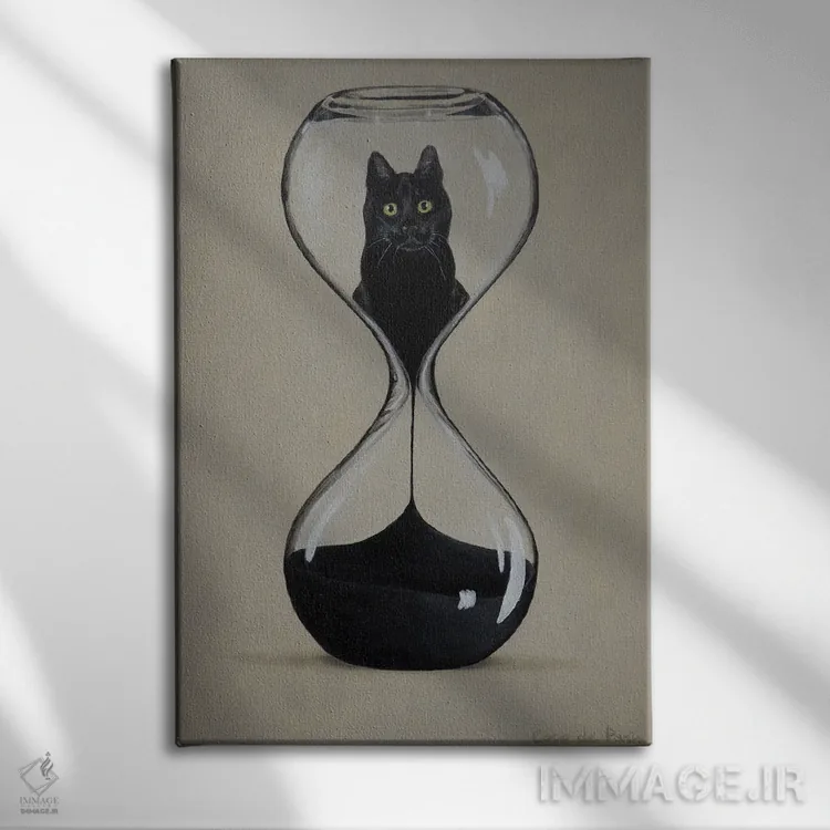 تابلو دکوراتیو گربه شنی اثر کوکو د پاریس - نمای روبهرو روی دیوار