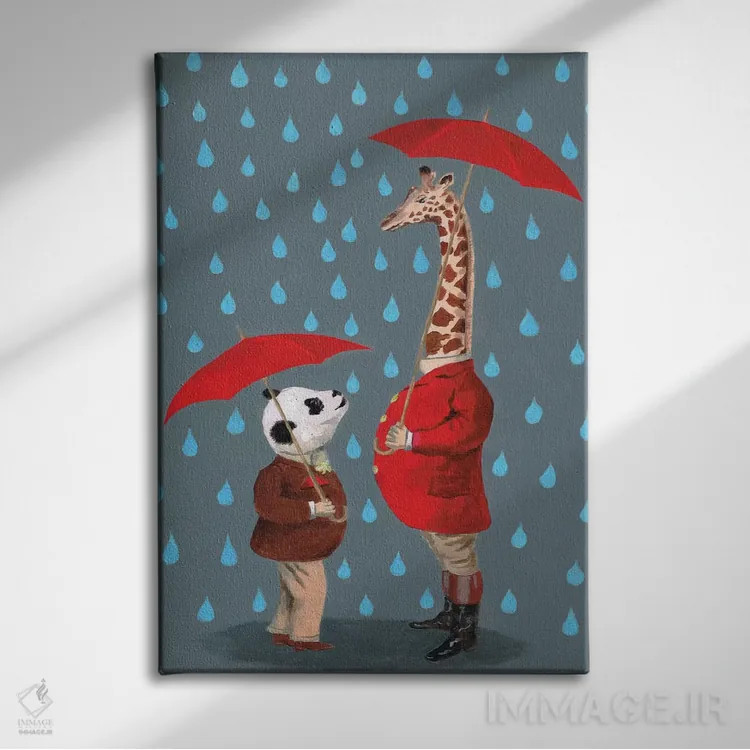 تابلو دکوراتیو پاندا و زرافه اثر کوکو د پاریس - نمای روبهرو روی دیوار