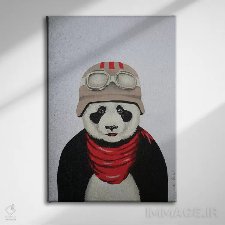 تابلو دکوراتیو پاندا با کلاه ایمنی اثر کوکو د پاریس - نمای روبهرو روی دیوار