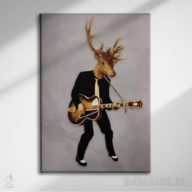 تابلو دکوراتیو گوزن راک زن اثر کوکو د پاریس - نمای روبهرو روی دیوار