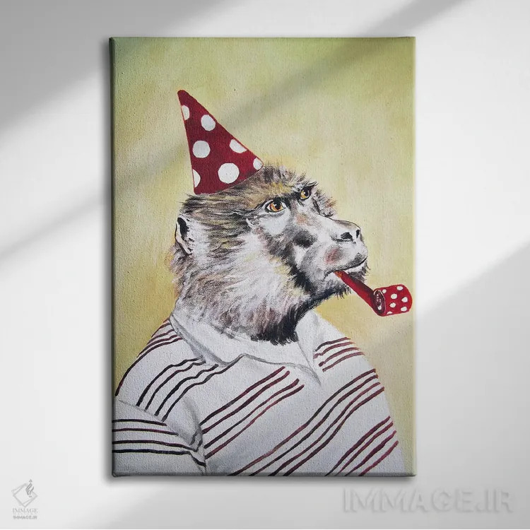 تابلو دکوراتیو گوریل پارتی اثر کوکو د پاریس - نمای روبهرو روی دیوار