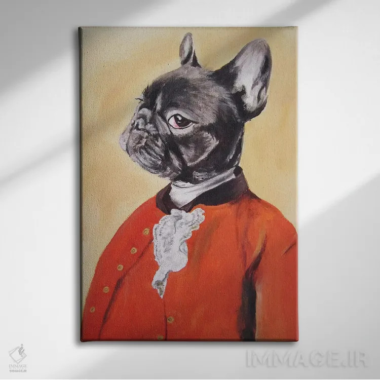 تابلو دکوراتیو سر بولداگ اثر کوکو د پاریس - نمای روبهرو روی دیوار