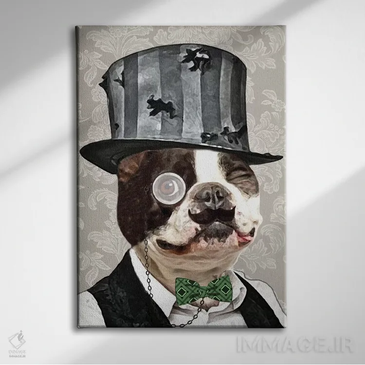 تابلو دکوراتیو بولداگ استیم پانک اثر کوکو د پاریس - نمای روبهرو روی دیوار