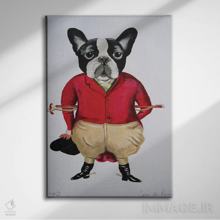 تابلو دکوراتیو بولداگ کالسکه ران قدیمی اثر کوکو د پاریس - نمای روبهرو روی دیوار