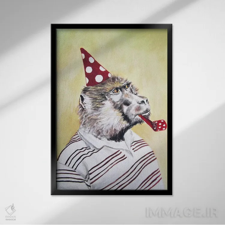 تابلو دکوراتیو گوریل پارتی اثر کوکو د پاریس - نمای قابدار مشکی