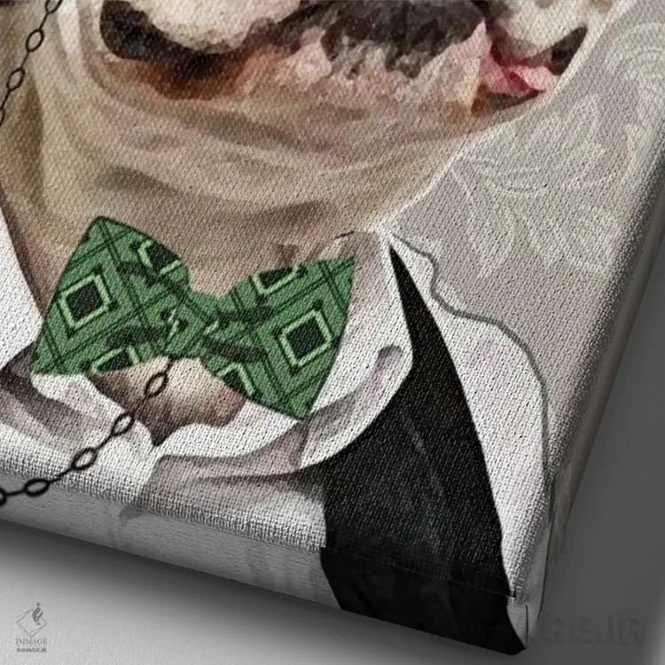 تابلو دکوراتیو بولداگ استیم پانک اثر کوکو د پاریس - نمای نزدیک بافت بوم