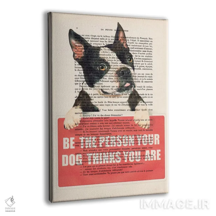 تابلو دکوراتیو بوستون تریر با پیام اثر کوکو د پاریس - نمای پرسپکتیو محصول