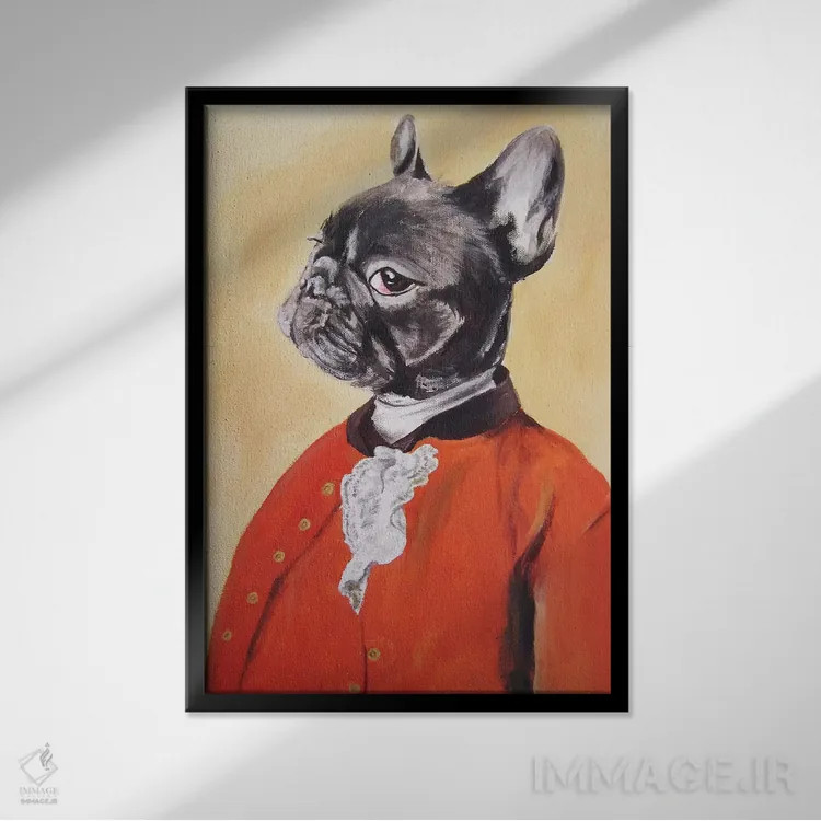 تابلو دکوراتیو سر بولداگ اثر کوکو د پاریس - نمای قابدار مشکی