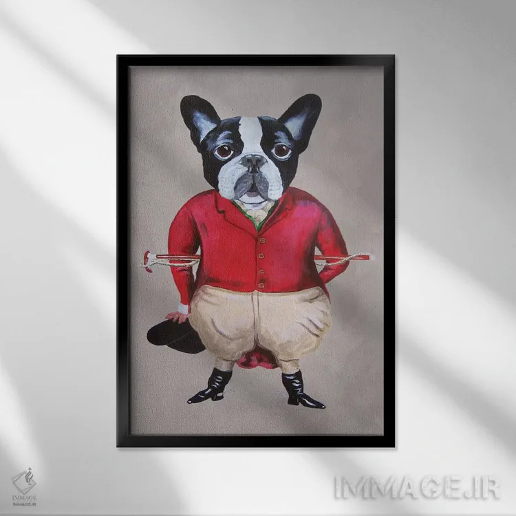 تابلو دکوراتیو بولداگ کالسکه ران اثر کوکو د پاریس - نمای قابدار مشکی