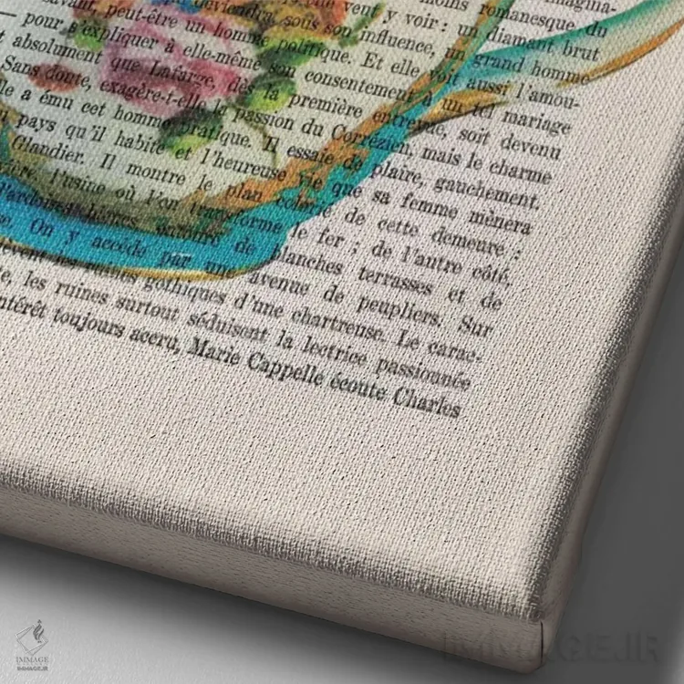 تابلو دکوراتیو سگ در فنجان اثر کوکو د پاریس - نمای نزدیک بافت بوم