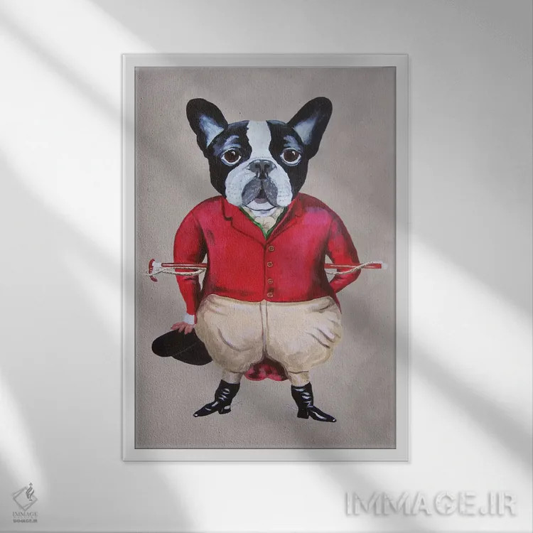 تابلو دکوراتیو بولداگ کالسکه ران اثر کوکو د پاریس - نمای قابدار سفید