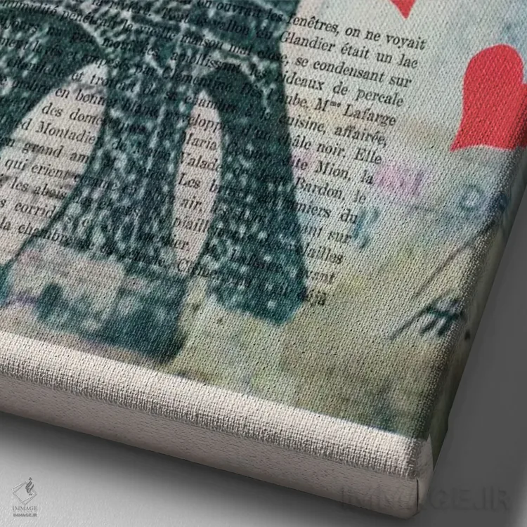 تابلو دکوراتیو عشق برج ایفل اثر کوکو د پاریس - نمای نزدیک بافت بوم