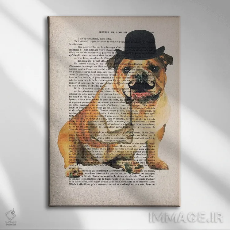 تابلو دکوراتیو بولداگ انگلیسی اثر کوکو د پاریس - نمای روبهرو روی دیوار