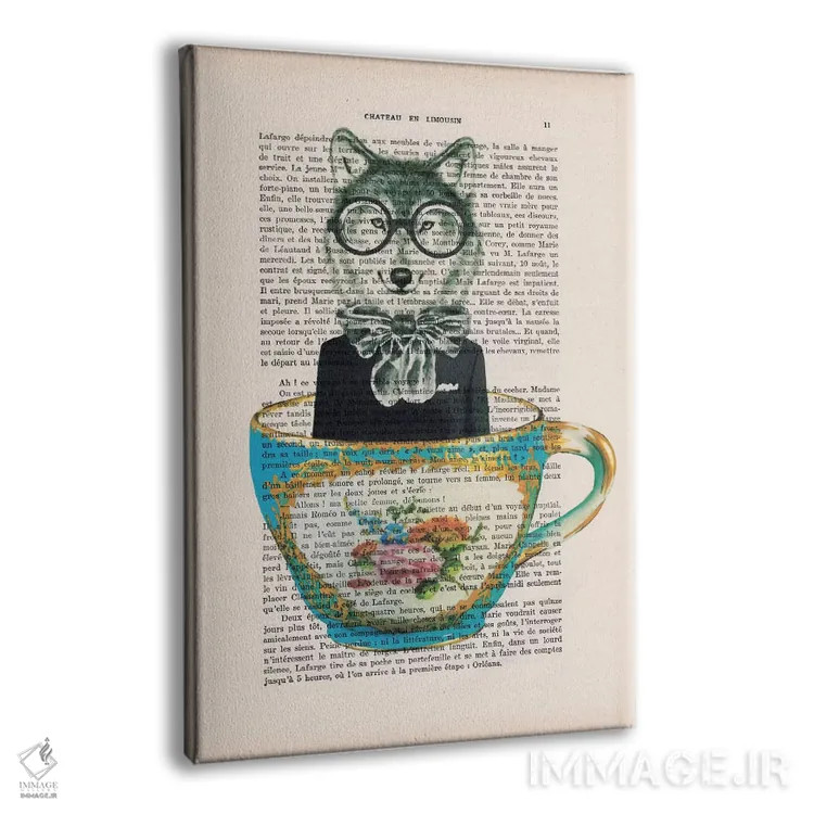 تابلو دکوراتیو روباه در فنجان اثر کوکو د پاریس - نمای پرسپکتیو محصول