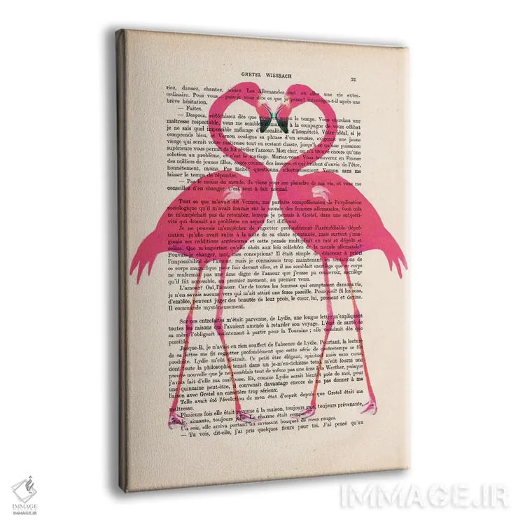 تابلو دکوراتیو قلب فلامینگو اثر کوکو د پاریس - نمای پرسپکتیو محصول