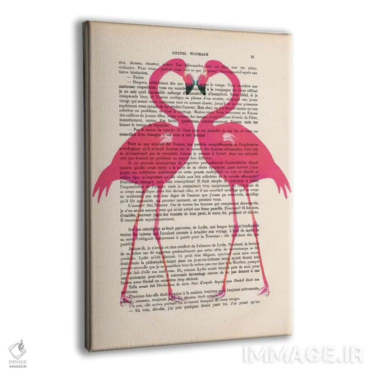 تابلو دکوراتیو قلب فلامینگو اثر کوکو د پاریس - نمای پرسپکتیو محصول