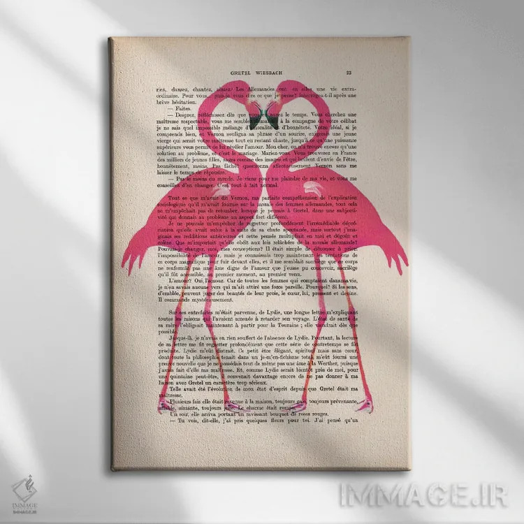 تابلو دکوراتیو قلب فلامینگو اثر کوکو د پاریس - نمای روبهرو روی دیوار