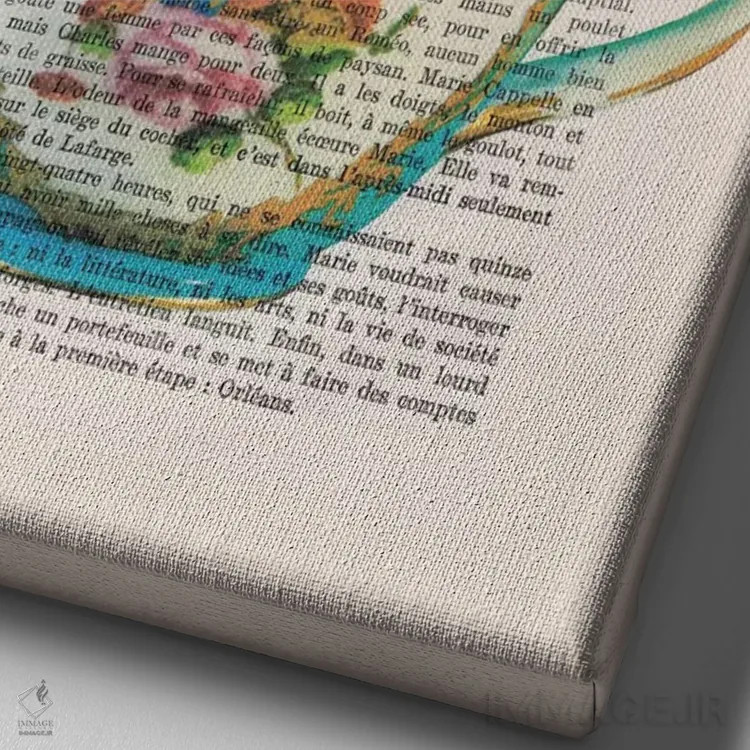 تابلو دکوراتیو روباه در فنجان اثر کوکو د پاریس - نمای نزدیک بافت بوم