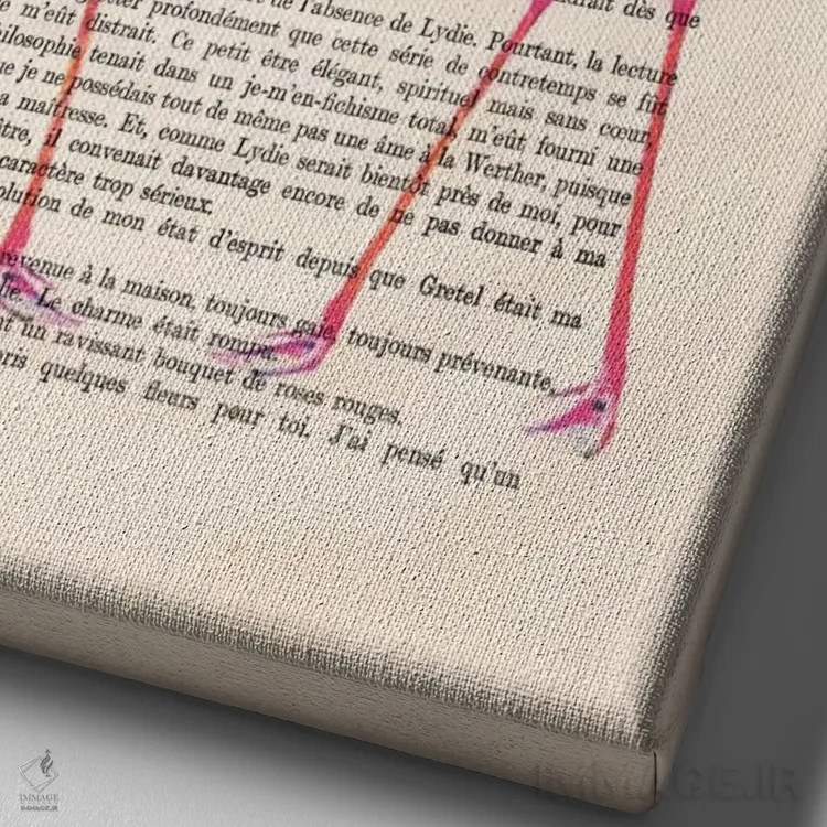 تابلو دکوراتیو قلب فلامینگو اثر کوکو د پاریس - نمای نزدیک بافت بوم